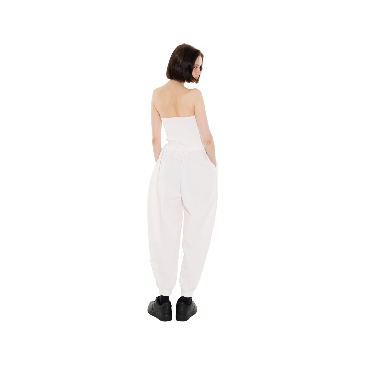 SPACE SUIT bontan PANTS in off white original knit jersey by AYA. Made in Japan.