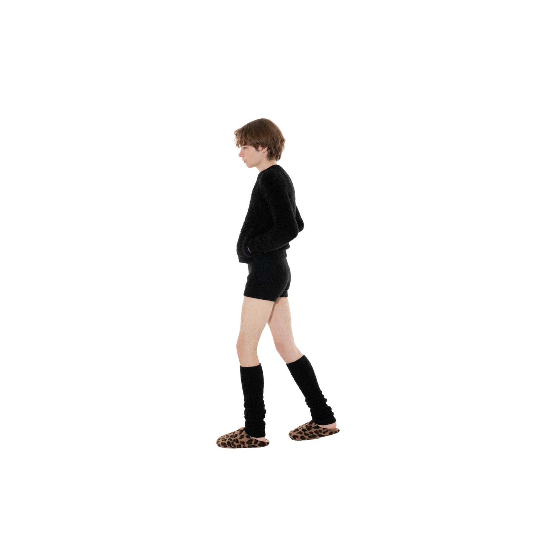 SPACE SUIT MALL BYKER PANTS in black original knit jersey by AYA. Made in Japan.