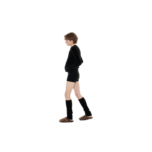 SPACE SUIT MALL BYKER PANTS in black original knit jersey by AYA. Made in Japan.