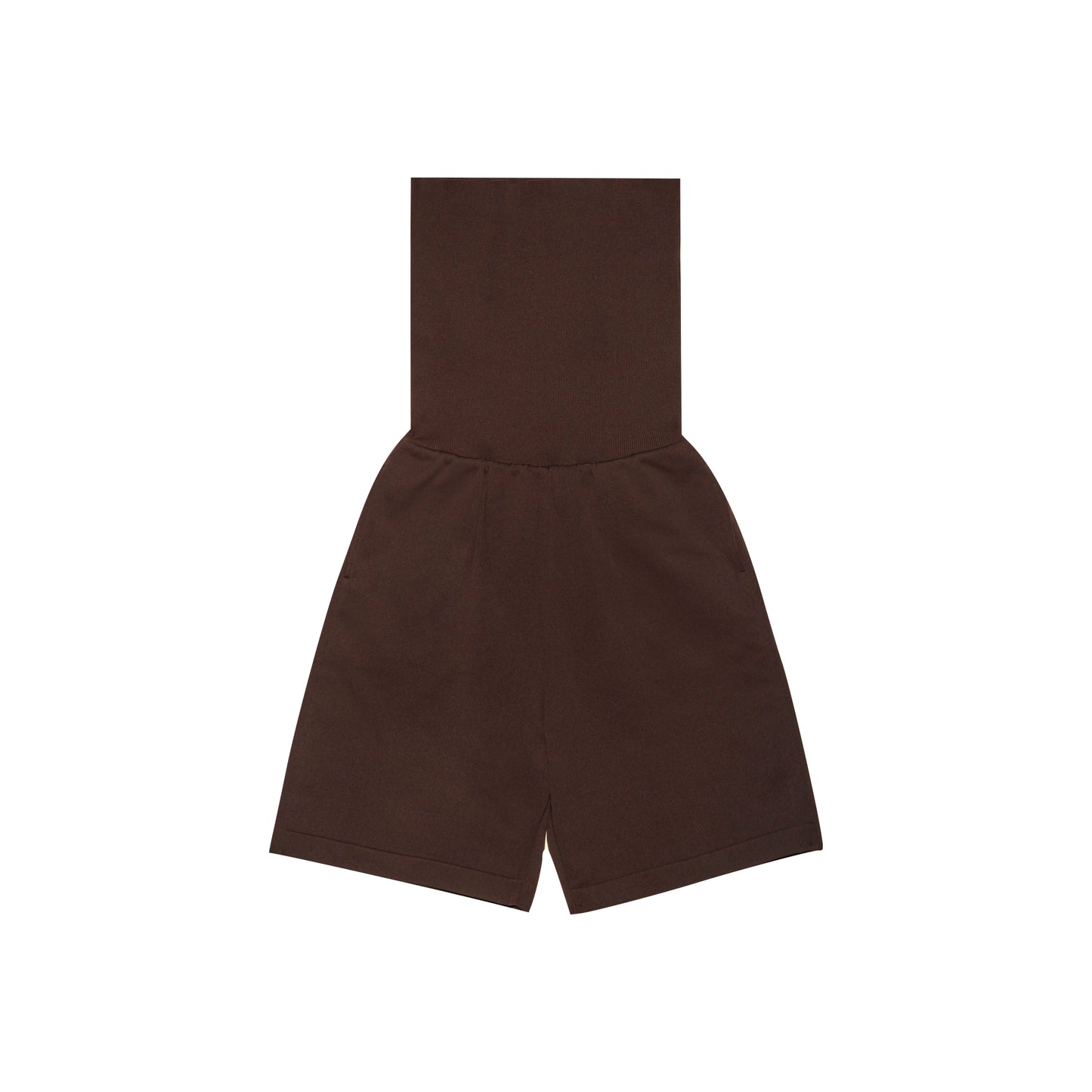 SPACE SUIT SHORT PANTS in brown original knit jersey by AYA. Made in Japan.