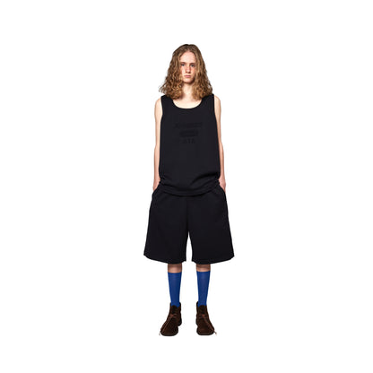 SPACE SUIT SHORT PANTS & TANK TOP  in black original knit jersey by AYA. Made in Japan.