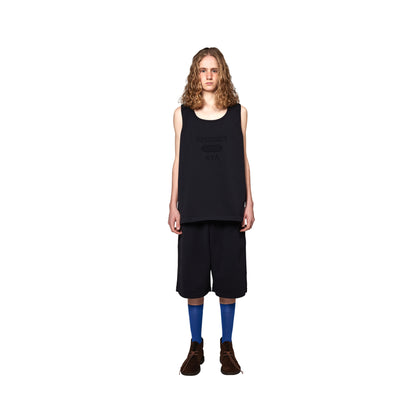 SPACE SUIT SHORT PANTS & TANK TOP in black original knit jersey by AYA. Made in Japan.