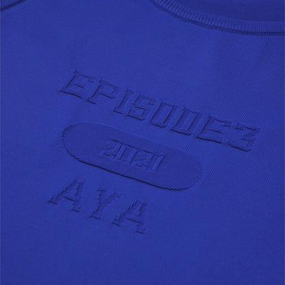SPACE SUIT TANK TOP in blue original knit jersey by AYA. Made in Japan.