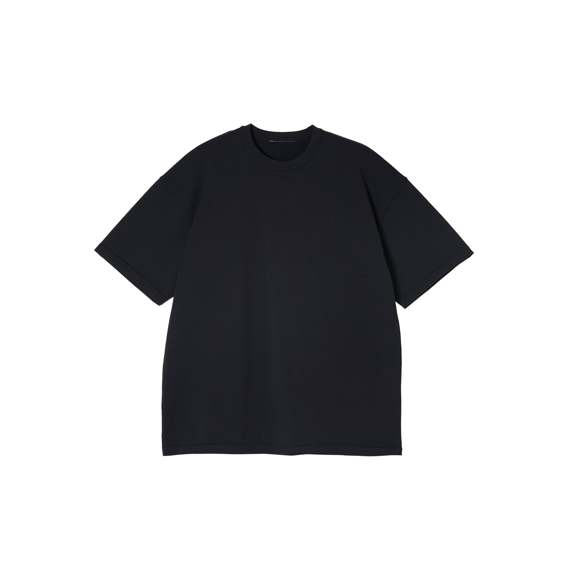 SPACE SUIT TEE in black original knit jersey by AYA. Unisex pants made in Japan.