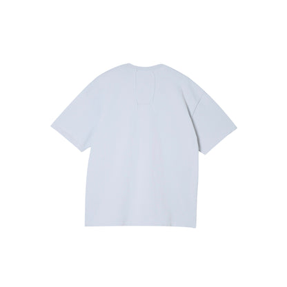 SPACE SUIT TEE in sax blue original knit jersey by AYA. Unisex pants made in Japan.