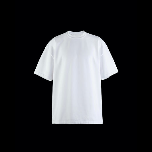 SPACE SUIT TEE in white original knit jersey by AYA. Made in Japan.